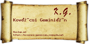 Kovácsi Geminián névjegykártya