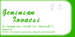 geminian kovacsi business card